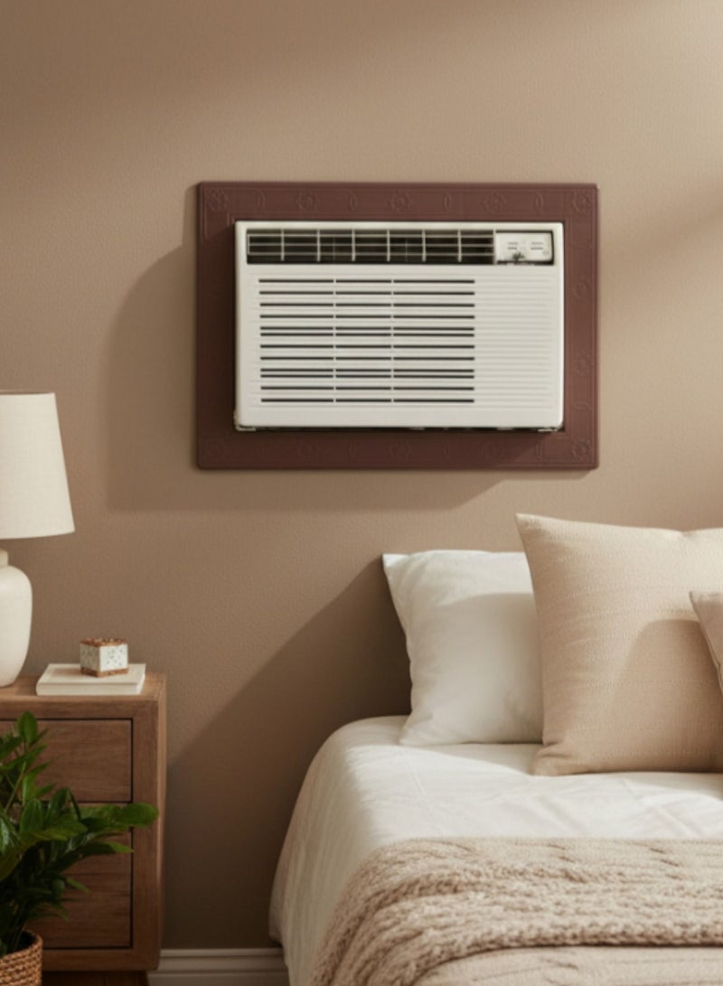 بهنس برواز مكيف شباك ذكي بلاستيك بني جاهز عالي الجودة براويز مكيفات شباك لاحاجة الى مسامير التثبيت اطار و ديكور المكيف الشباك مانعة للغبار والحشرات يحافظ على هواء التكييف كاملا بالغرفة سهولة الفك التركيب التنظيف - Image 1